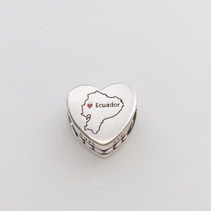 Pandora Ecuador Map I love Ecuador Heart Charm